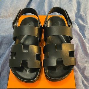Hermes black calfskin Takara Sandals w box - Sz 38 (US 7.5-8)
